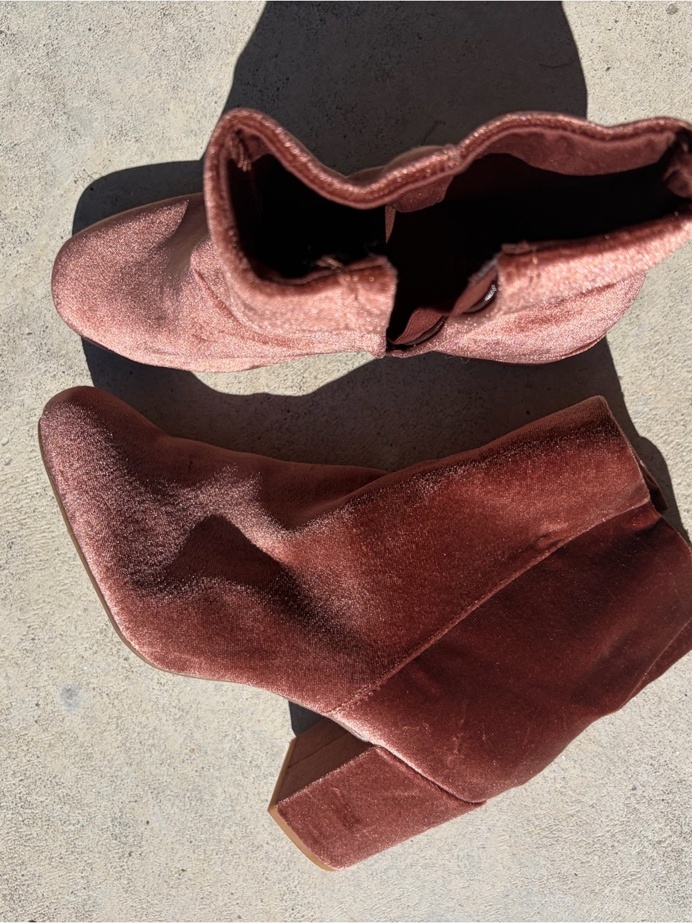 Old Navy Rose Velvet Block Heel Ankle Boots